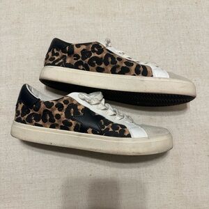 Steve Madden Leopard Print Sneakers with Black and Cream